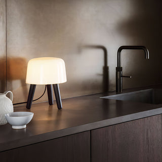 GlowPod Lampe de Table en Bois Nature & Blanc