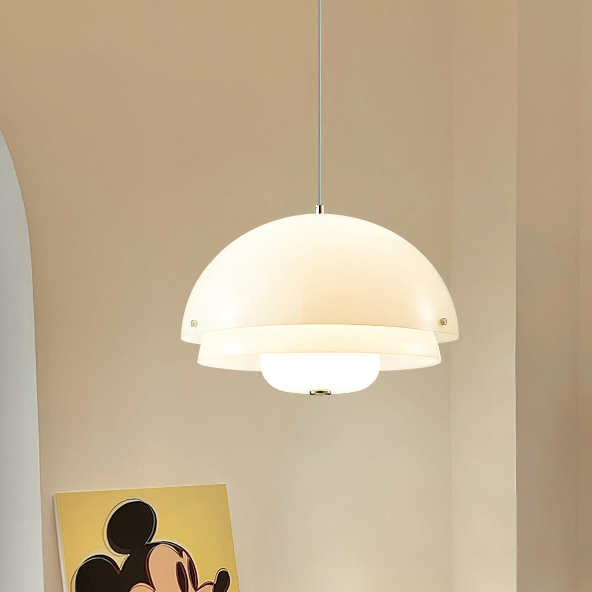 Pavora Lampe Suspension Verre Blanc Laitier