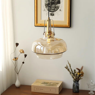 Aurelin Suspension Élégante Verre Ambre-Luire