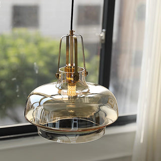 Aurelin Suspension Élégante Verre Ambre-Luire