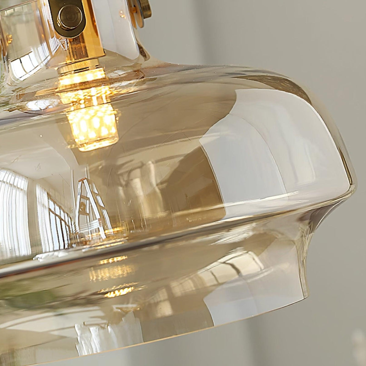 Aurelin Amber Glass Pendant Light with Brass Fittings-Neutral Decor