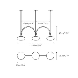 Lythean Suspension Linéaire Laiton Verre Minimaliste Moderne