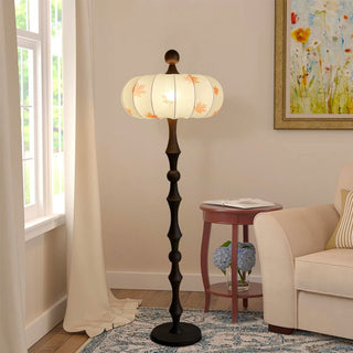 Whispen Lampadaire Vintage en Bois Et Tissu