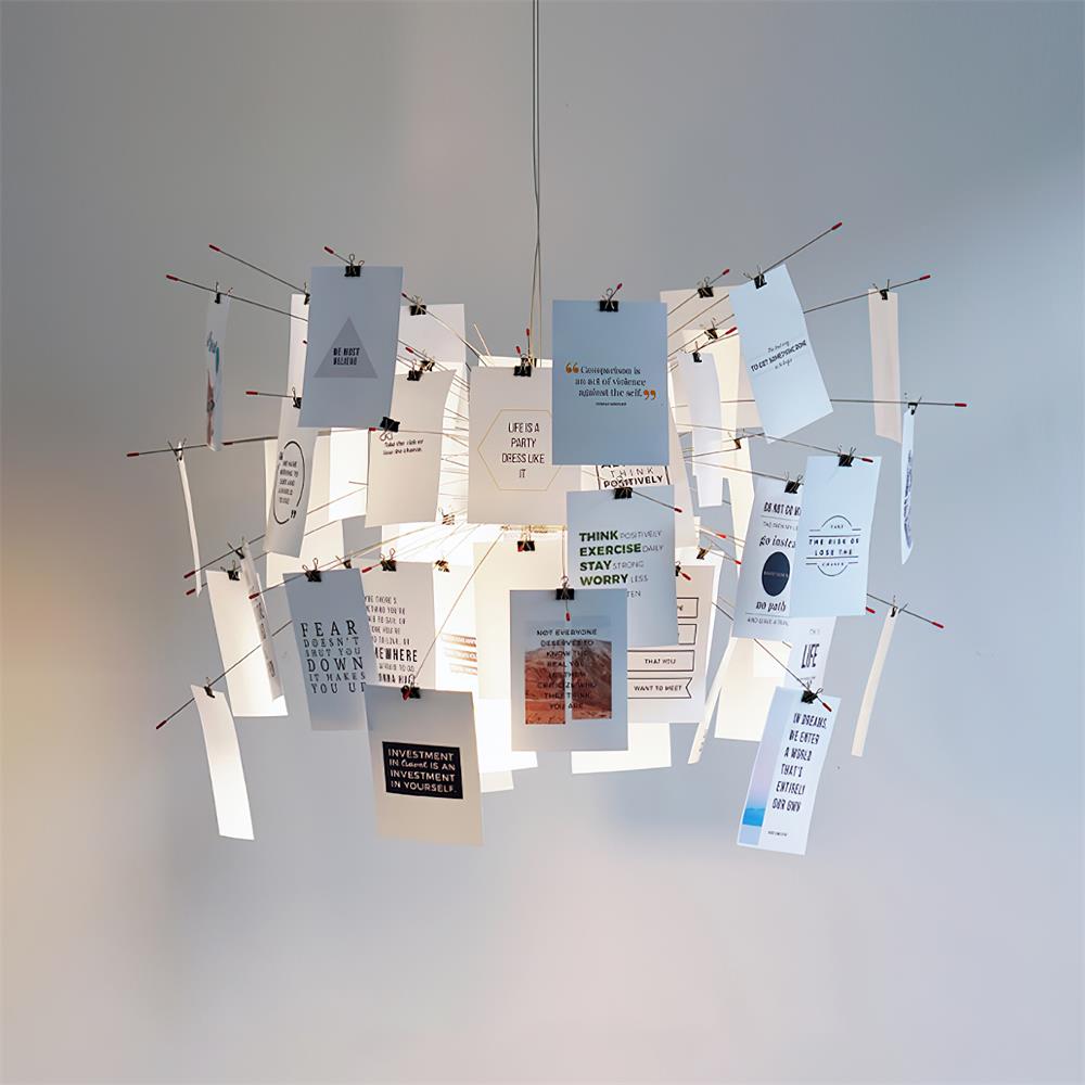 Chandelier Paper and Metal Colorful White Cards Whimsical Modern-Neutral Decor