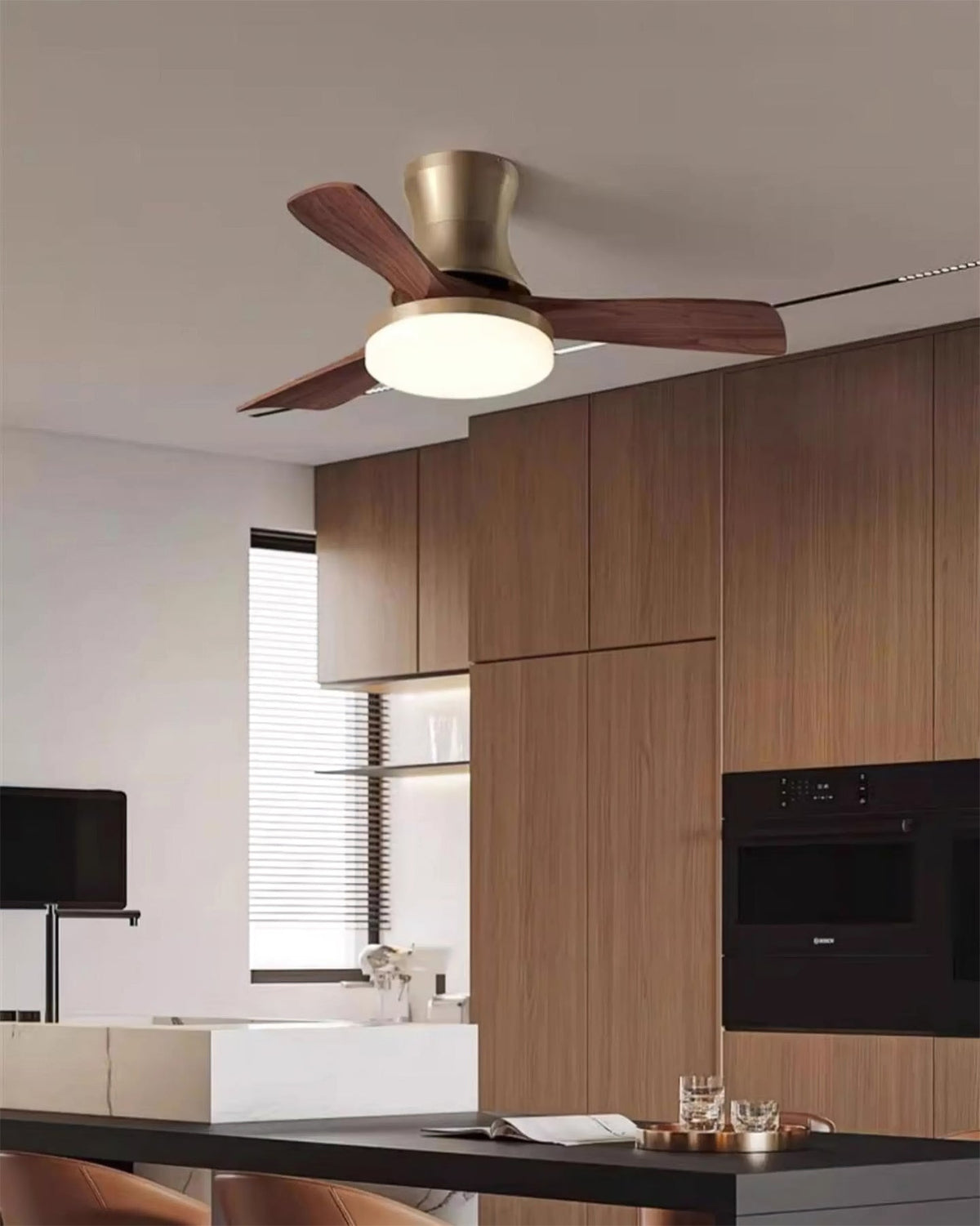 Side profile of the flush-mount Minka Ceiling Fan