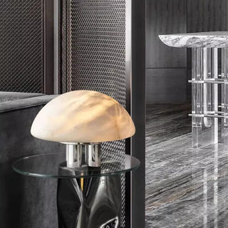 Mira Alabaster Mushroom Table Lamp-Neutral Decor