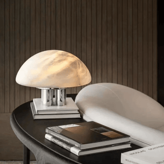 Mira Alabaster Mushroom Table Lamp-Neutral Decor