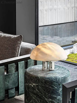 Mira Alabaster Mushroom Table Lamp-Neutral Decor