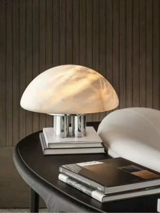 Mira Alabaster Mushroom Table Lamp-Neutral Decor