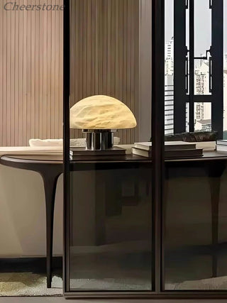 Mira Alabaster Mushroom Table Lamp-Neutral Decor