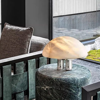 Mira Alabaster Mushroom Table Lamp-Neutral Decor