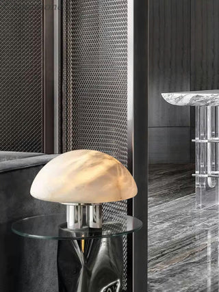 Mira Alabaster Mushroom Table Lamp-Neutral Decor
