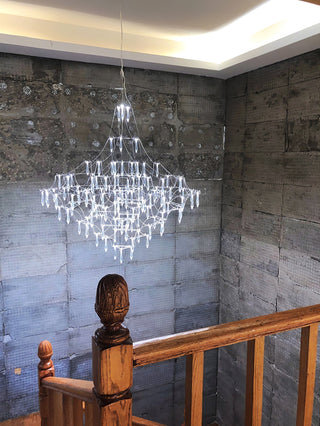 Lustra Lustre en Acier Inoxydable et Cristal en Maille