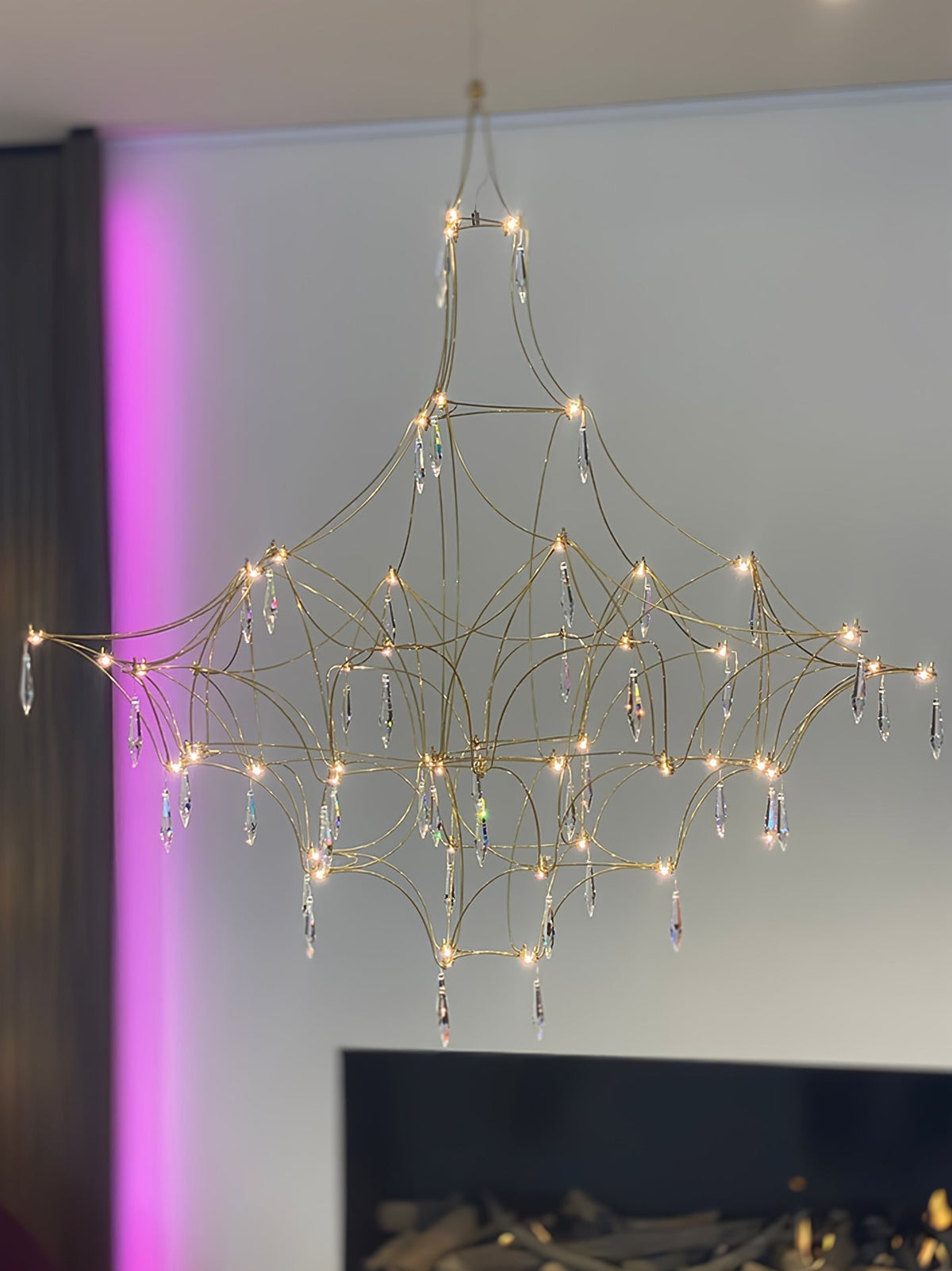 Glenoria Lustre en Acier Inoxydable et Cristal en Maille