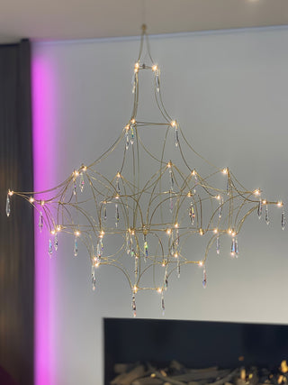 Lustra Lustre en Acier Inoxydable et Cristal en Maille