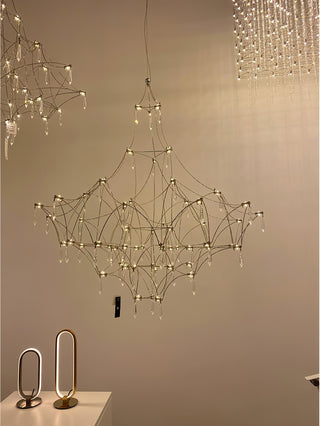 Lustra Lustre en Acier Inoxydable et Cristal en Maille