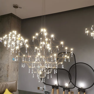Lustra Lustre en Acier Inoxydable et Cristal en Maille