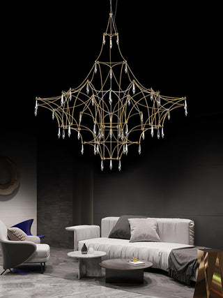 Lustra Lustre en Acier Inoxydable et Cristal en Maille