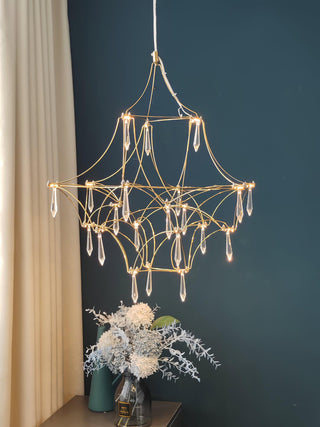 Lustra Lustre en Acier Inoxydable et Cristal en Maille