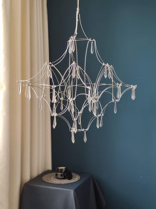 Lustra Lustre en Acier Inoxydable et Cristal en Maille