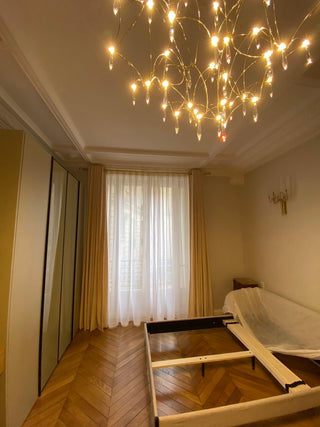 Lustra Lustre en Acier Inoxydable et Cristal en Maille