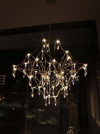 Lustra Lustre en Acier Inoxydable et Cristal en Maille