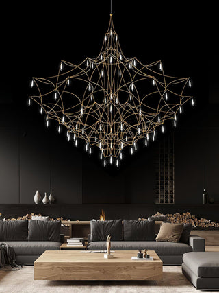 Lustra Lustre en Acier Inoxydable et Cristal en Maille