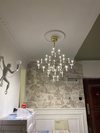 Lustra Lustre en Acier Inoxydable et Cristal en Maille