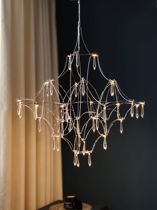 Lustra Lustre en Acier Inoxydable et Cristal en Maille