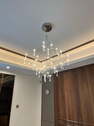Lustra Lustre en Acier Inoxydable et Cristal en Maille