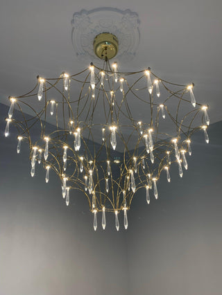 Lustra Lustre en Acier Inoxydable et Cristal en Maille