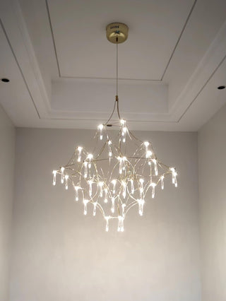Lustra Lustre en Acier Inoxydable et Cristal en Maille