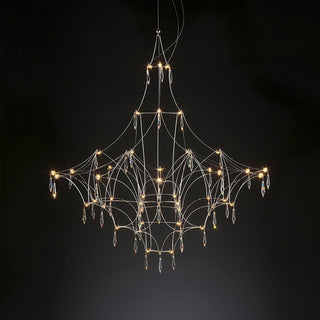 Lustra Lustre en Acier Inoxydable et Cristal en Maille