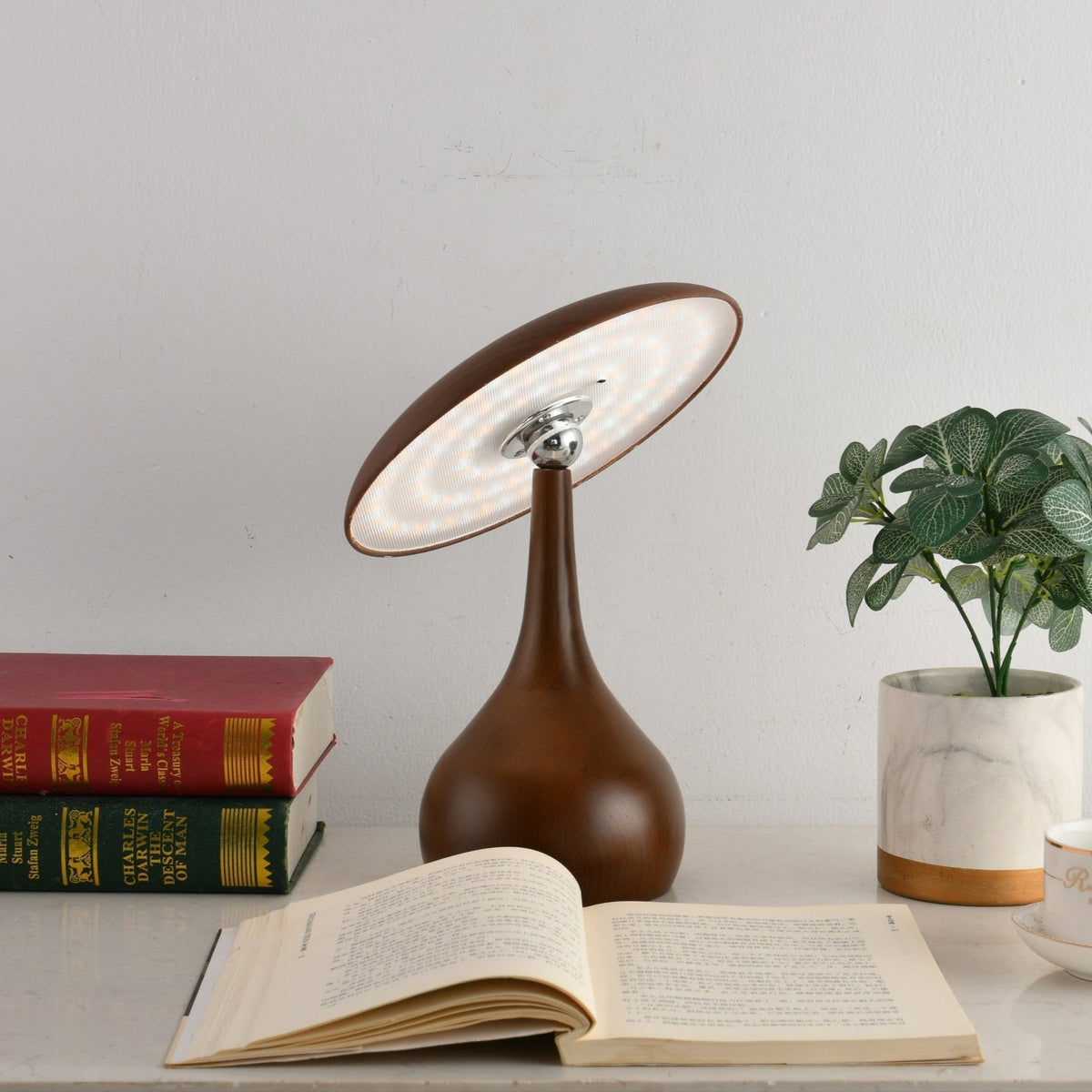 Orbis Vintage Wood Table Lamp-Neutral Decor