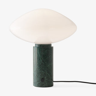 Lioralira Lampe de Table avec Abat-Jour en Verre Et Socle en Marbre Vert