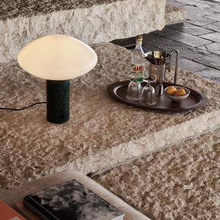 Lioralira Lampe de Table avec Abat-Jour en Verre Et Socle en Marbre Vert