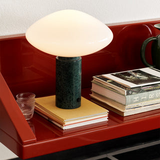 Lioralira Lampe de Table avec Abat-Jour en Verre Et Socle en Marbre Vert
