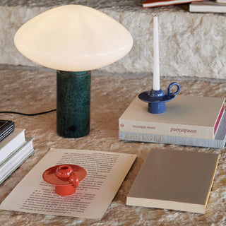 Lioralira Lampe de Table avec Abat-Jour en Verre Et Socle en Marbre Vert