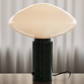 Lioralira Lampe de Table avec Abat-Jour en Verre Et Socle en Marbre Vert