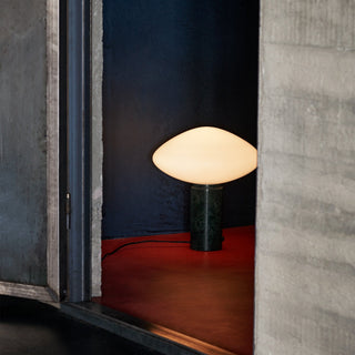Lioralira Lampe de Table avec Abat-Jour en Verre Et Socle en Marbre Vert