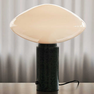Lioralira Lampe de Table avec Abat-Jour en Verre Et Socle en Marbre Vert