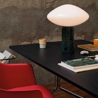 Lioralira Lampe de Table avec Abat-Jour en Verre Et Socle en Marbre Vert