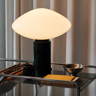 Lioralira Lampe de Table avec Abat-Jour en Verre Et Socle en Marbre Vert