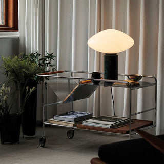 Lioralira Lampe de Table avec Abat-Jour en Verre Et Socle en Marbre Vert