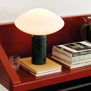 Lioralira Lampe de Table avec Abat-Jour en Verre Et Socle en Marbre Vert