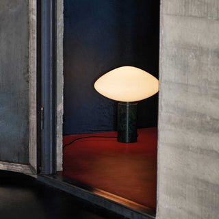 Lioralira Lampe de Table avec Abat-Jour en Verre Et Socle en Marbre Vert