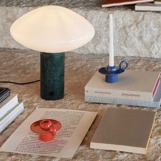 Lioralira Lampe de Table avec Abat-Jour en Verre Et Socle en Marbre Vert
