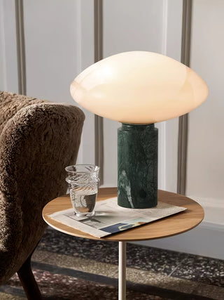 Lioralira Lampe de Table avec Abat-Jour en Verre Et Socle en Marbre Vert