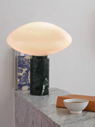 Lioralira Lampe de Table avec Abat-Jour en Verre Et Socle en Marbre Vert