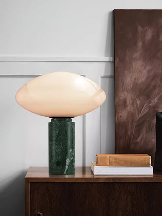 Lioralira Lampe de Table avec Abat-Jour en Verre Et Socle en Marbre Vert